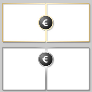 带欧元符号的银色和金色文本框