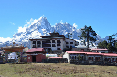 尼泊尔，喜马拉雅山，佛教寺院在 Tienboche 村