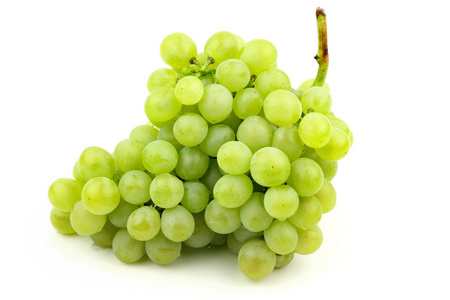 串在白色背景上的新鲜葡萄