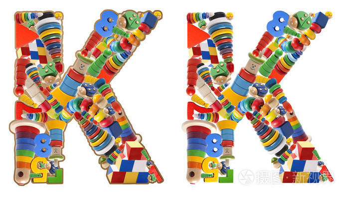 木制玩具字母表的字母 k