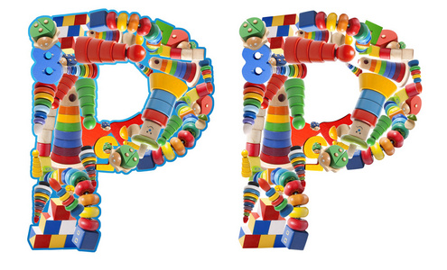 木制玩具字母表的字母 p