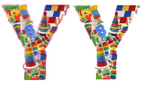 木制玩具字母表的字母 y
