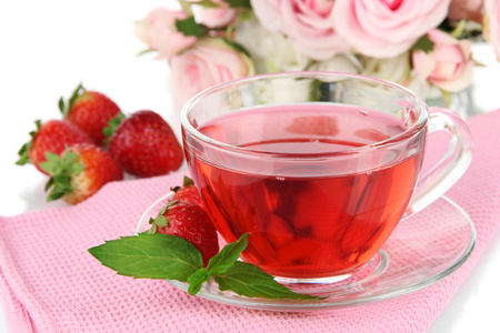 美味的草莓茶上表特写