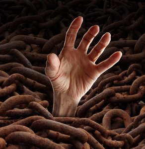 挣脱枷锁灰色的枷锁图标精神科老枷锁精神病院细节精神病越南带锥形