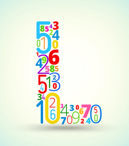 字母 l,颜色从数字矢量字体照片