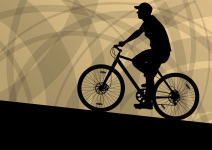 活跃的自行车自行车骑手活跃的运动剪影矢量回来