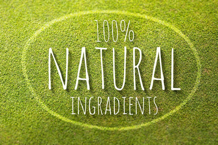 绿草的海报，插图健康食品 100 自然片剂