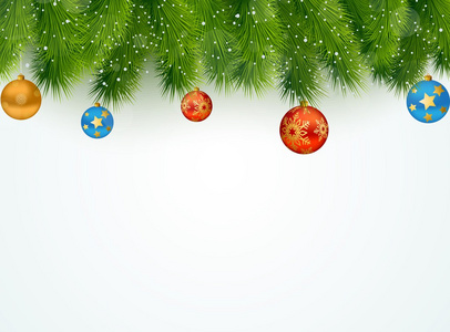 用杉树和球的圣诞祝福图片