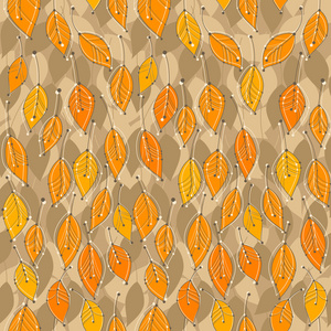 无缝模式与明亮的秋天的落叶