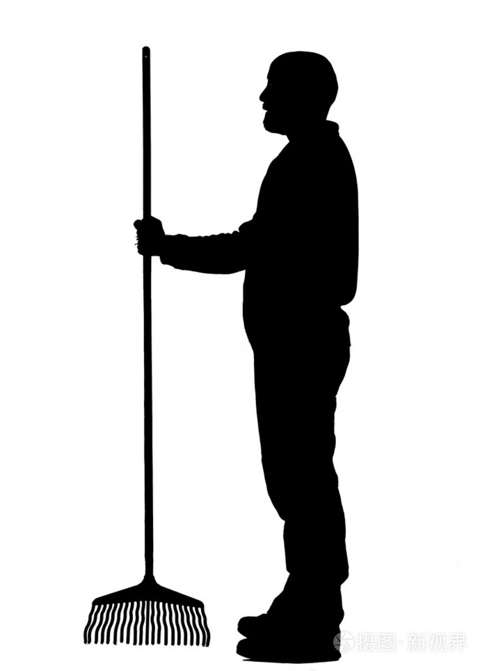 全身侧面视图园林工人剪辑艺术剪影