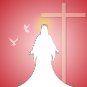 耶稣基督在日落照片