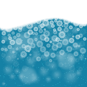 飘落的雪花，在蓝色矢量图像