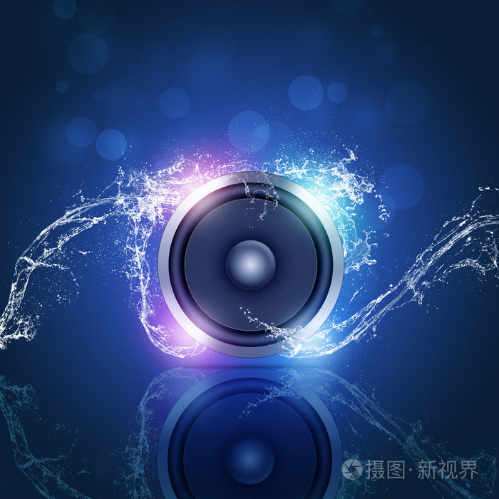 音乐扬声器蓝色背景