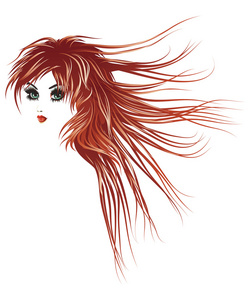 红色的长头发的女孩