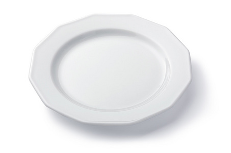 孤立的白色背景上的白色多方面空盘子
