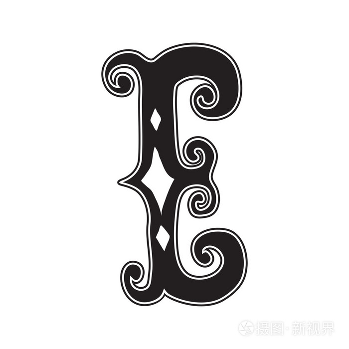 复古风格的字母 e插画-正版商用图片1dwvlr-摄图新视界
