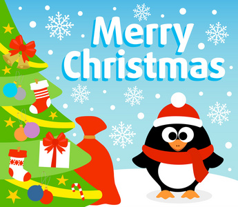 圣诞节背景与企鹅