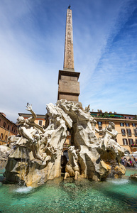 四河喷泉。纳沃纳广场，罗马。意大利