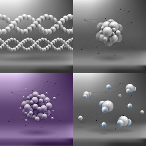 集分子球体的抽象背景。分子结构