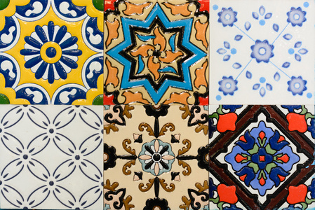 葡萄牙语西班牙语摩洛哥风格复古瓷砖模式