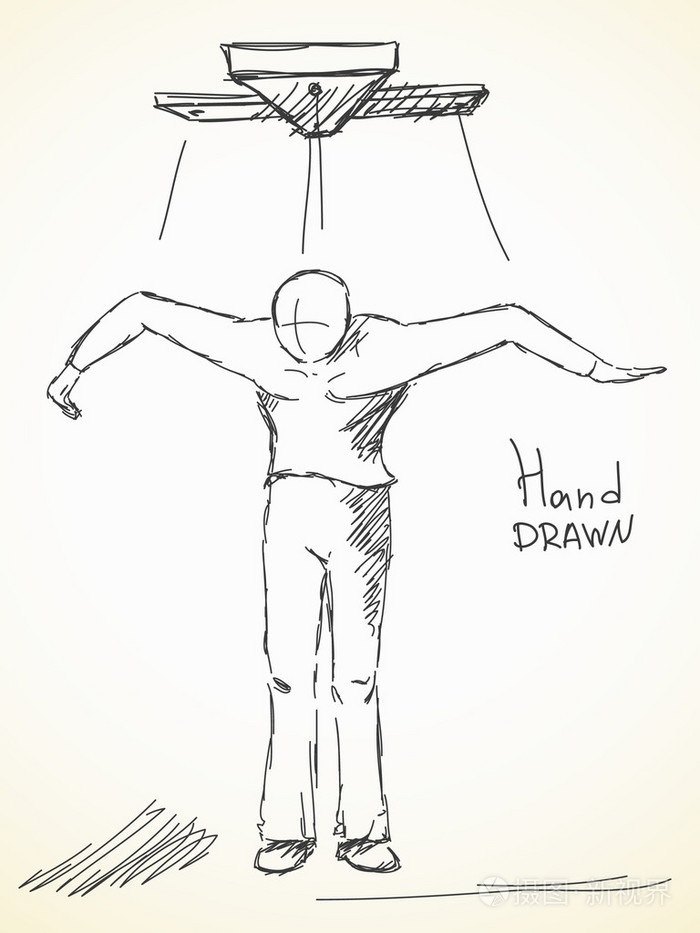 手的木偶人的素描画