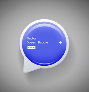 矢量圆有光泽的蓝色塑料讲话泡泡