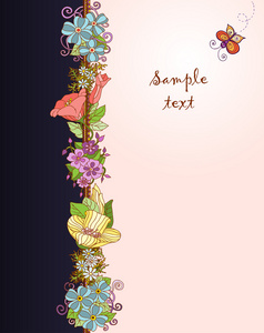 矢量花卉背景。手绘图形的花朵和叶子的邀请
