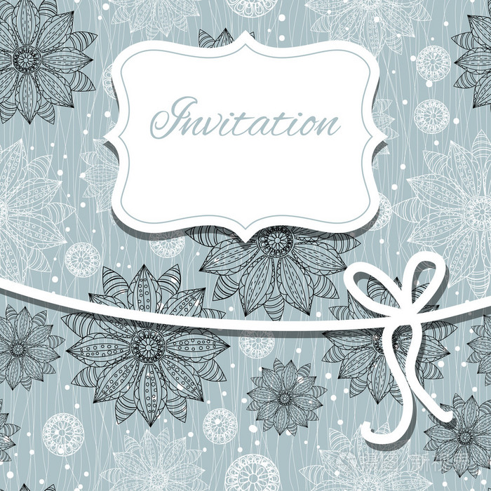 用花边装饰复古邀请卡