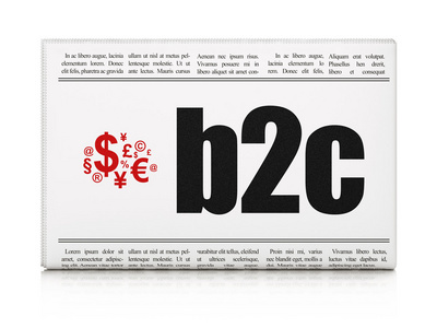 财务理念 报纸与 b2c 和财务符号