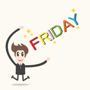 周末愉快卡通字商人快乐星期五,愉快的周末照片