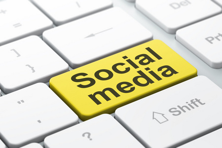 社交媒体的概念 社交媒体上的计算机键盘背景