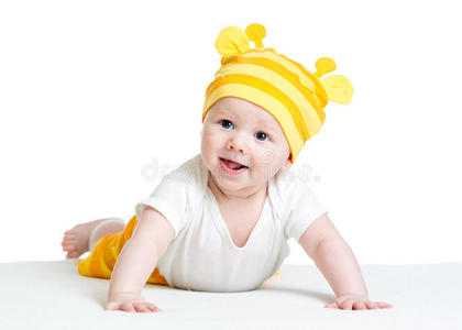 婴儿男婴戴着滑稽的帽子