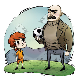 一个穿着足球服的孩子的插图