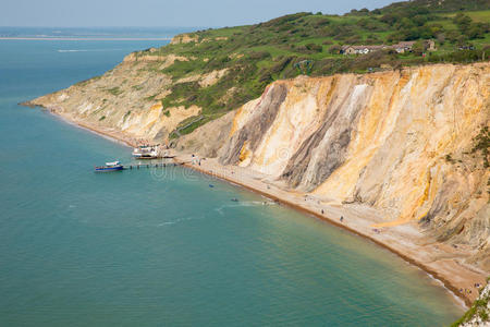 明矾湾海滩怀特岛旁边的针叶旅游景点