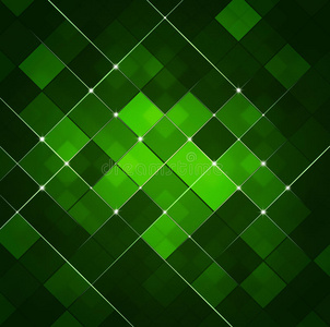 抽象的正方形塑造了商业绿色的背景