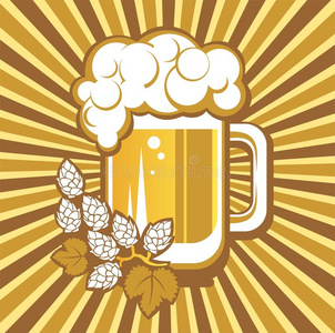 啤酒杯和啤酒花