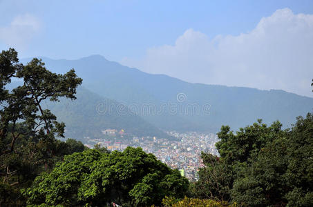 尼泊尔加德满都城市景观观景