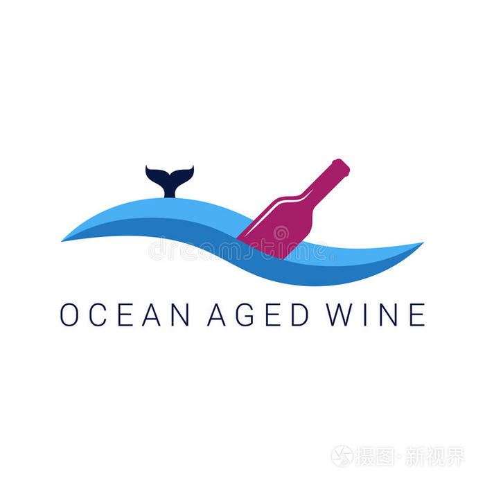 酒瓶波浪设计标签插图