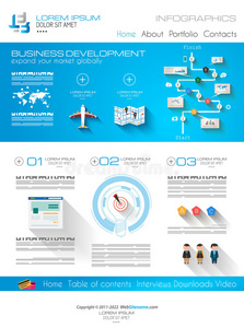 具有平面ui元素的现代商务web模板。
