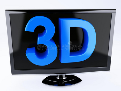 3d电视，技术概念。白色