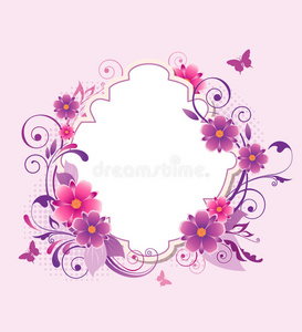 背景为粉色和紫色花朵