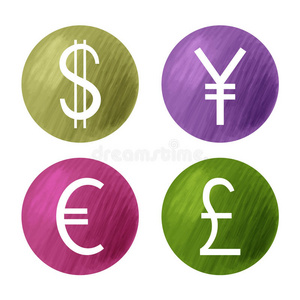 货币符号，美元英镑欧元和日元
