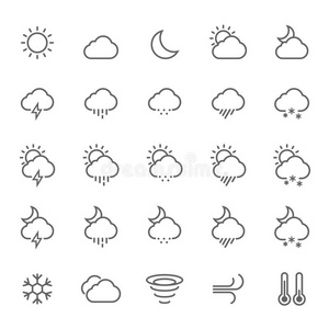 轮廓笔划天气图标集