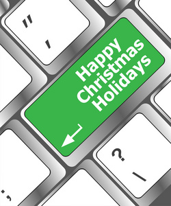 快乐圣诞假期按钮上的计算机键盘键
