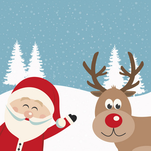 圣诞老人和驯鹿雪背景