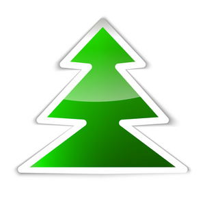 绿油油的圣诞树，白色背景隔离