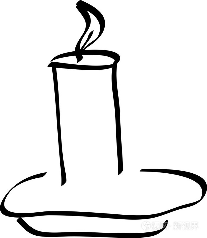 蜡烛在白色背景素描矢量图上玩火