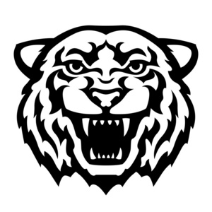 黑色部落纹身. 矢量图.老虎头纹身风格化的老虎头. 彩色书的黑白页.