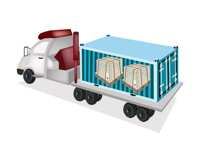 加载的木板箱中的货物集装箱半挂车