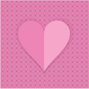 老式的情人节背景壁纸上孤立的粉红色纸心
